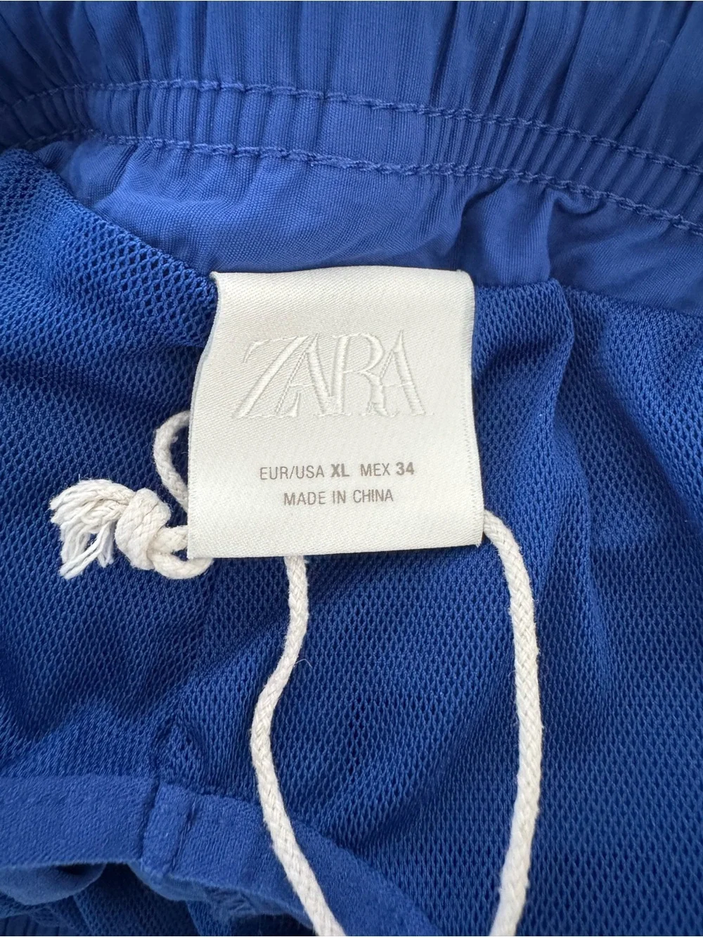 Zara Royal Blue Men's Swim Trunks with Brown Trim